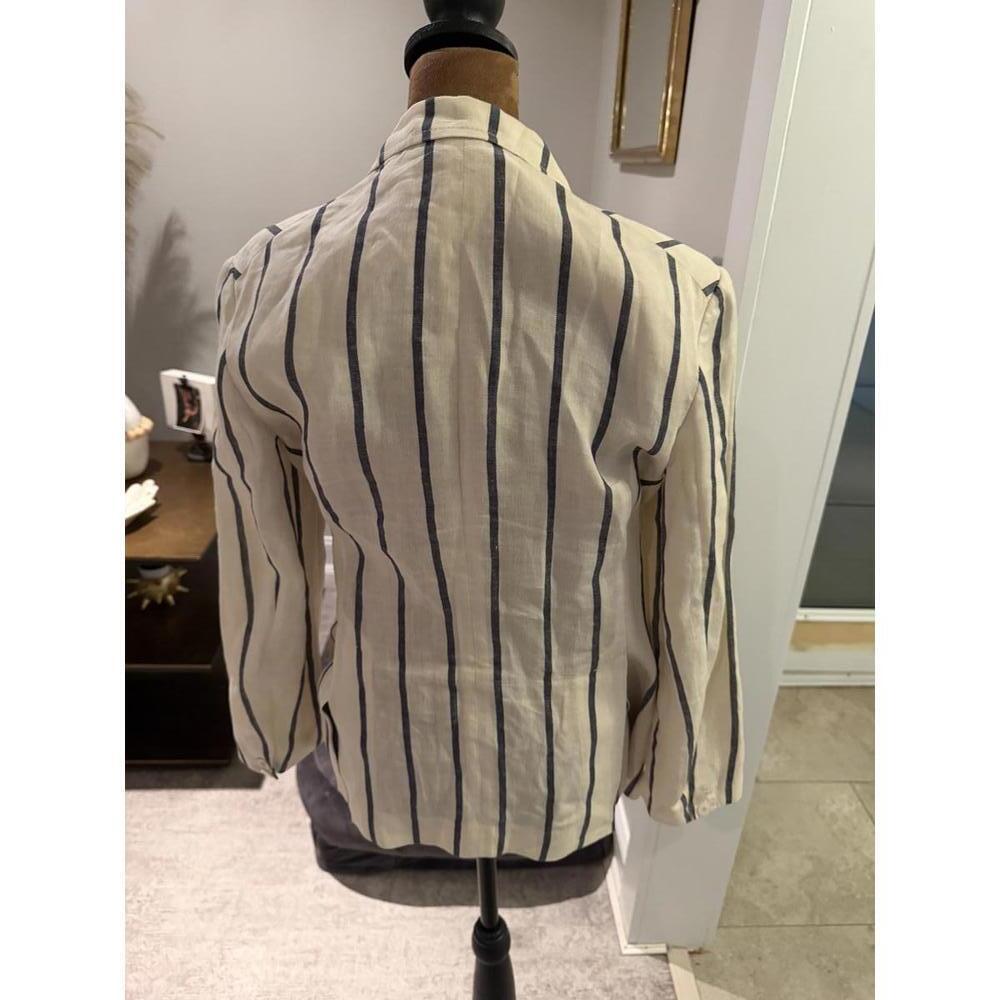 Theory Linen Women's blue / white Striped Blazer Jacket sz 6 - Picture 3 of 4